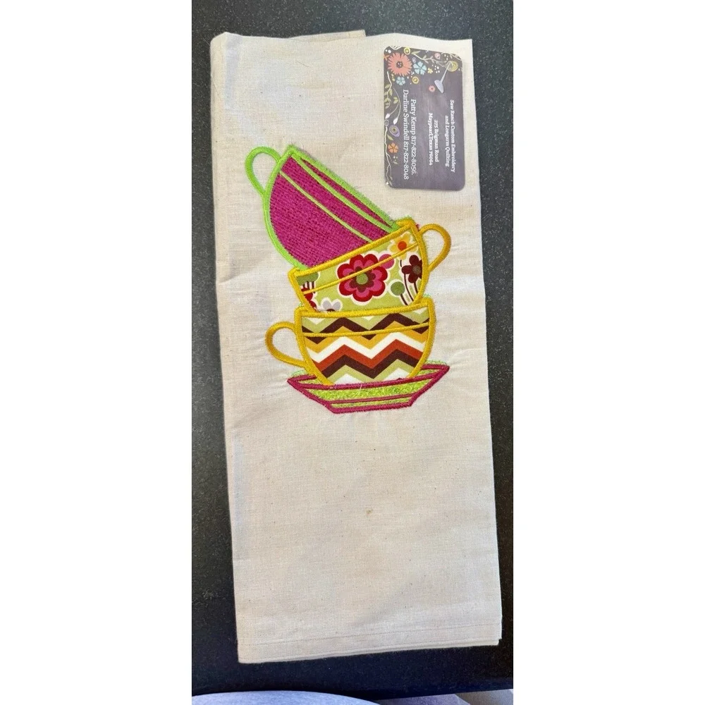 Baseball Kitchen Tea Towels Lot 3 Tomato Green Pepper Embroidered Cotton NOS
